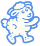 Cartoon sheep illustration with a blue outline on a white background